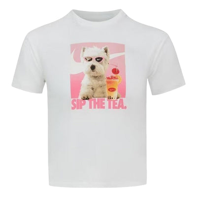 (GS) Nike Sportswear Loose Fit T-Shirt 'White Sip The Tea'