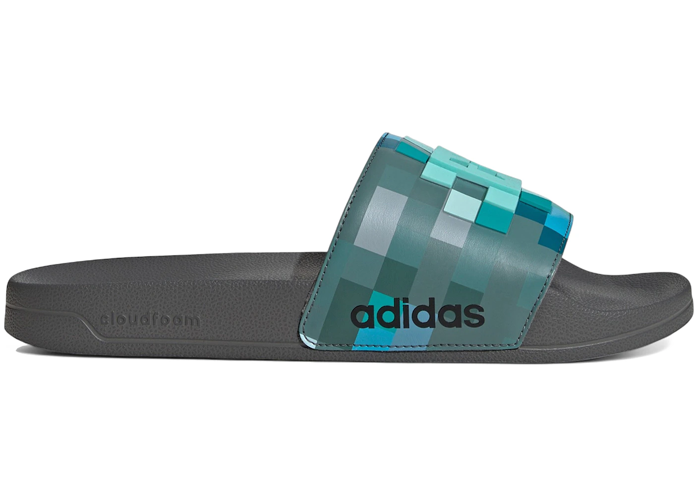 adidas Adilette Shower Slides Minecraft Grey Four
