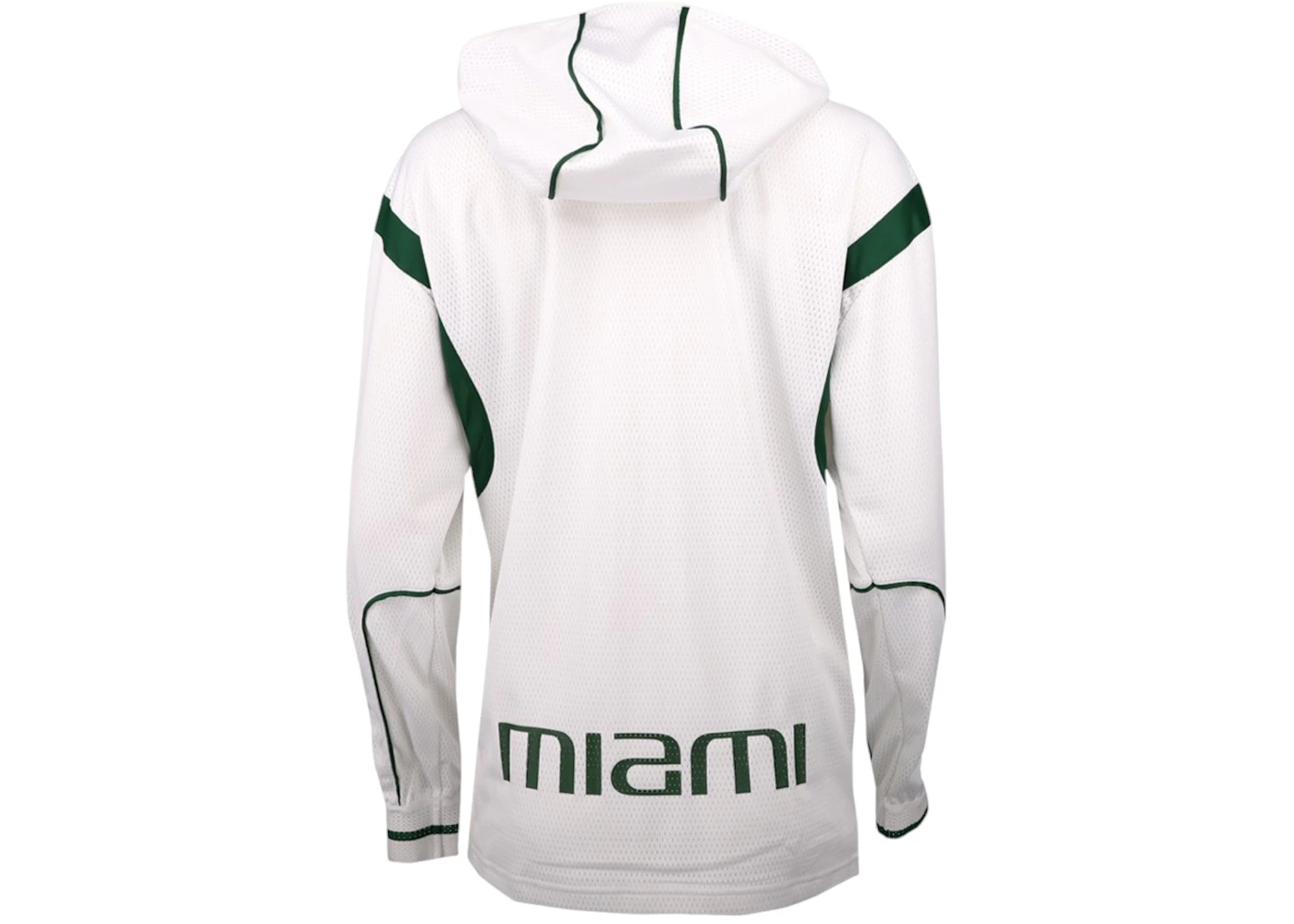 adidas Women's Miami Hurr Long Sleeve Pullover Hoodie T-Shirt White/Dark Green