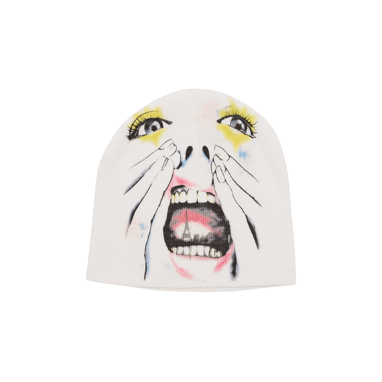 Hellstar Tie Dye Face Beanie 'White'