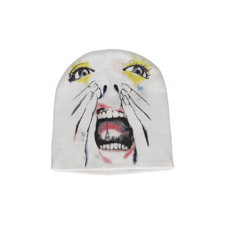 Hellstar Paint Surfer Face Beanie 'White'