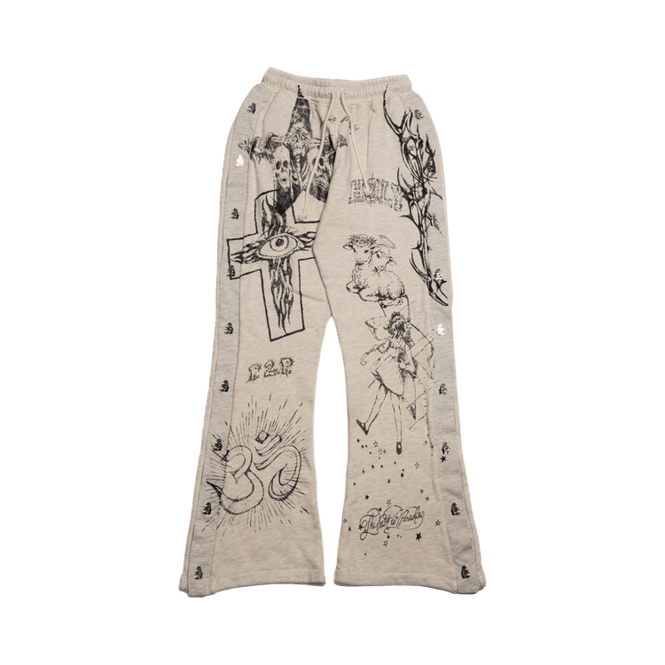 Hellstar Graffiti Mirror Face Sweatpants 'Grey'