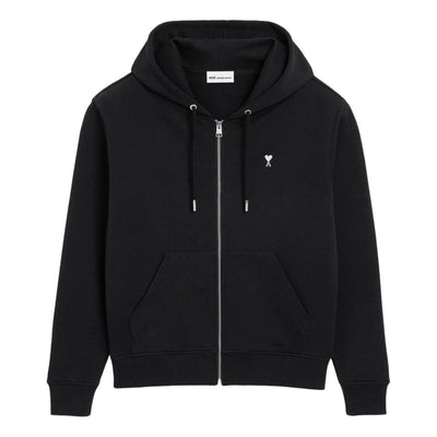 AMI Small Heart Logo Zip Up Hoodie 'Black'