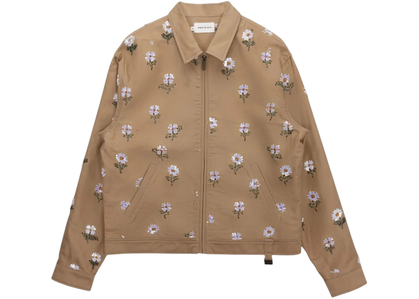 Honor The Gift Flowers Beaded Jacket Taupe