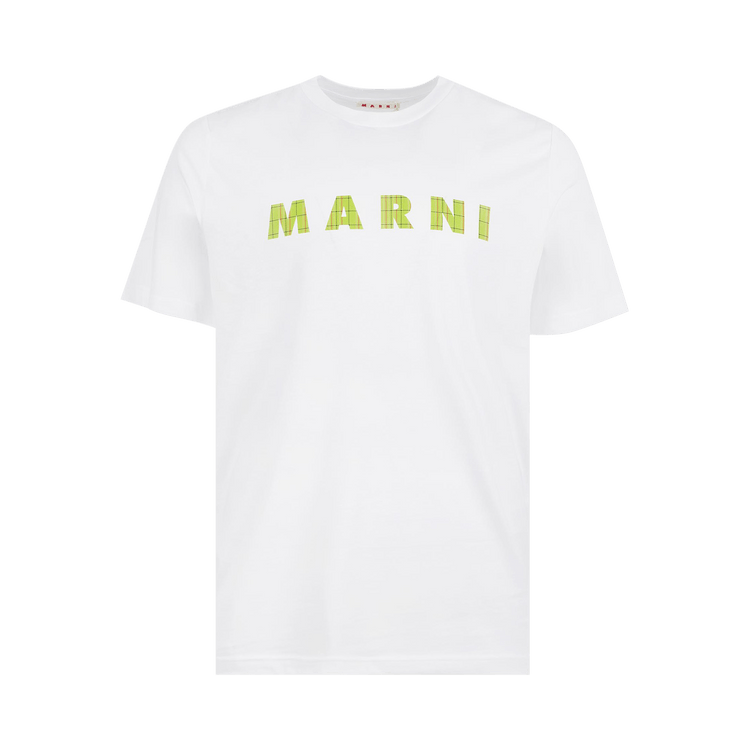Marni Checks Logo On Jersey T-Shirt 'Lily White'