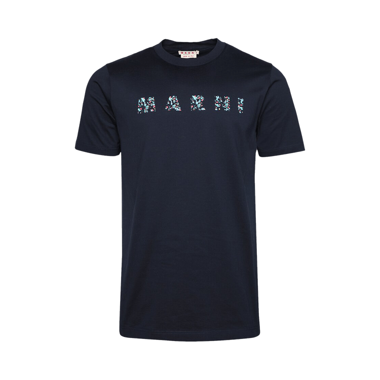 Marni Floral Logo T-Shirt 'Blue/Black'