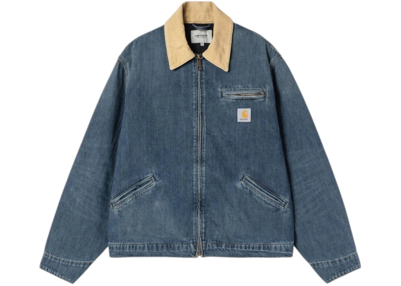 Carhartt OG Detroit Camano Denim Jacket Blue/Dusty Hamilton Brown (Dark Used Wash)