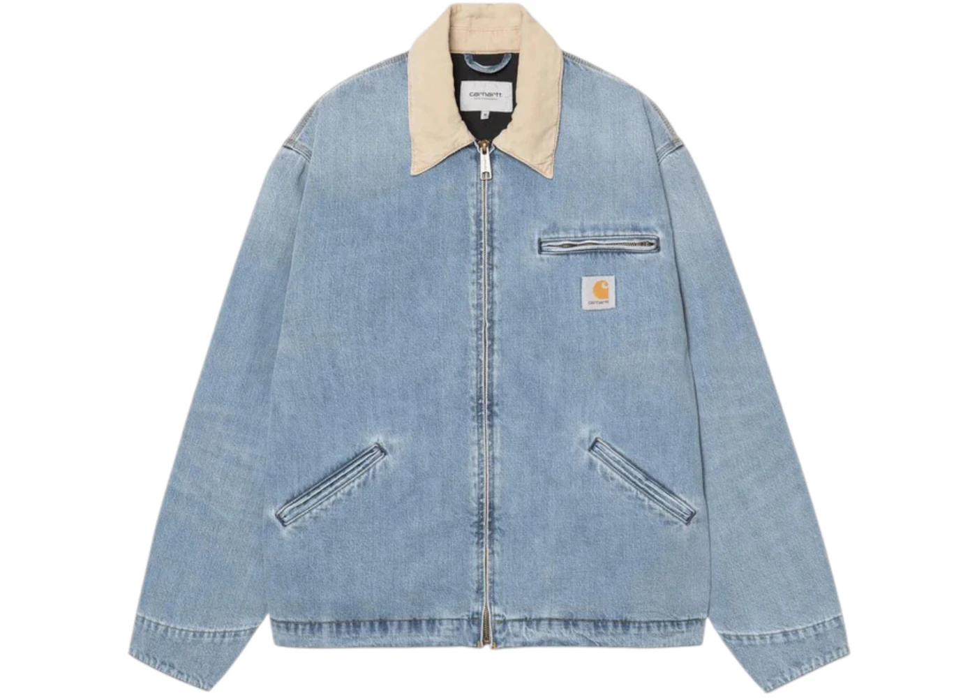 Carhartt OG Detroit Camano Denim Jacket Blue/Dusty Hamilton Brown (Burst Washed)