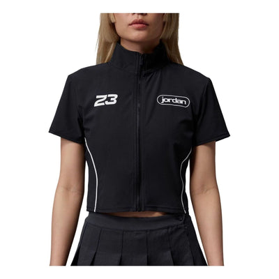 (WMNS) Jordan BRK Short Sleeve Full-Zip Graphic Top 'White Black'