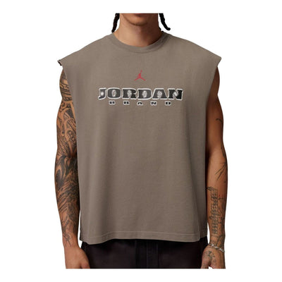 Air Jordan Brooklyn Sleeveless Muscle T-Shirt 'Olive Grey Gym Red'