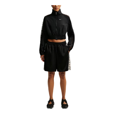(WMNS) Nike Cropped Lace Track Jacket 'Black White'