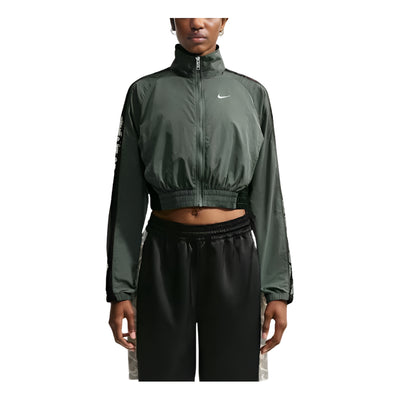 (WMNS) Nike Cropped Lace Track Jacket 'Camo Green Black White'