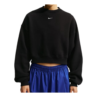 (WMNS) Nike Studio Fleece Medium Weight Oversized Cropped Crew 'Total Black Sail'