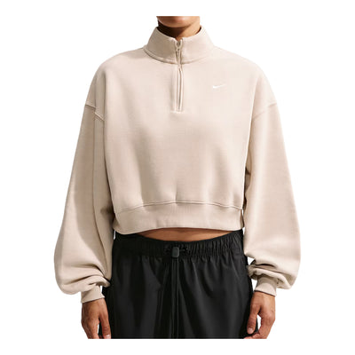 (WMNS) Nike Studio Fleece Medium Weight Oversized 1/4-Zip Cropped Top 'Cream II Sail'