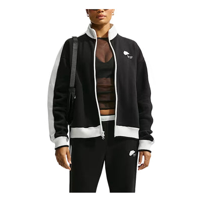 (WMNS) Nike Studio Fleece Medium Weight Nike Run Club Track Jacket 'Total Black Sail'