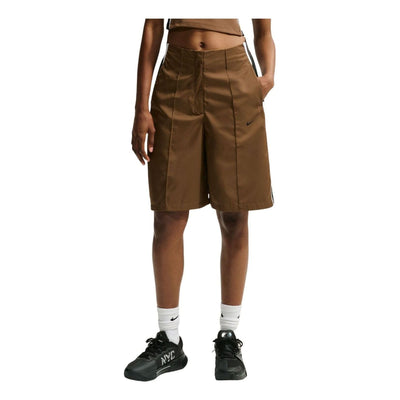 (WMNS) Nike x Naomi Osaka Loose Mid-Rise Shorts 'Mosswood Brown Black White'