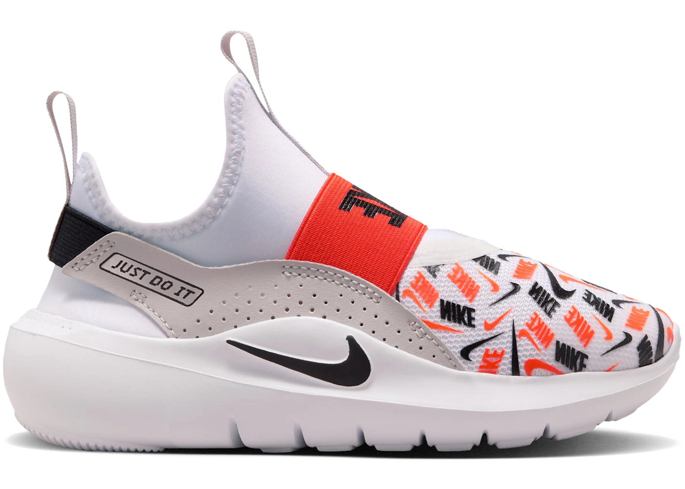 Nike Flex Runner 4 White Safety Orange Black Logo Print (PS)