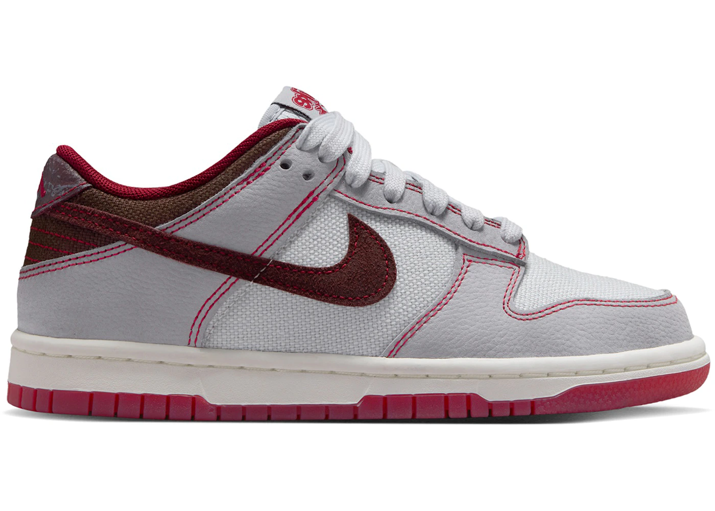 Nike Dunk Low LV8 1 Pure Platinum Team Red Burgundy (GS)