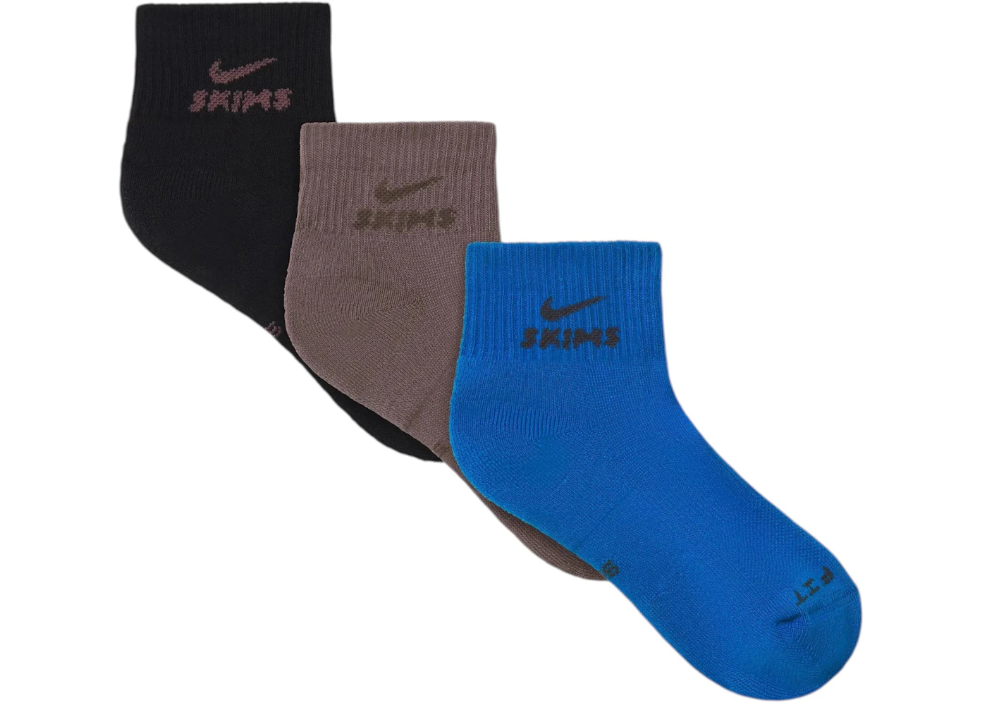 Nike x SKIMS Dri-Fit Quarter Crew Sock (3 Pack) Cobalt Multi