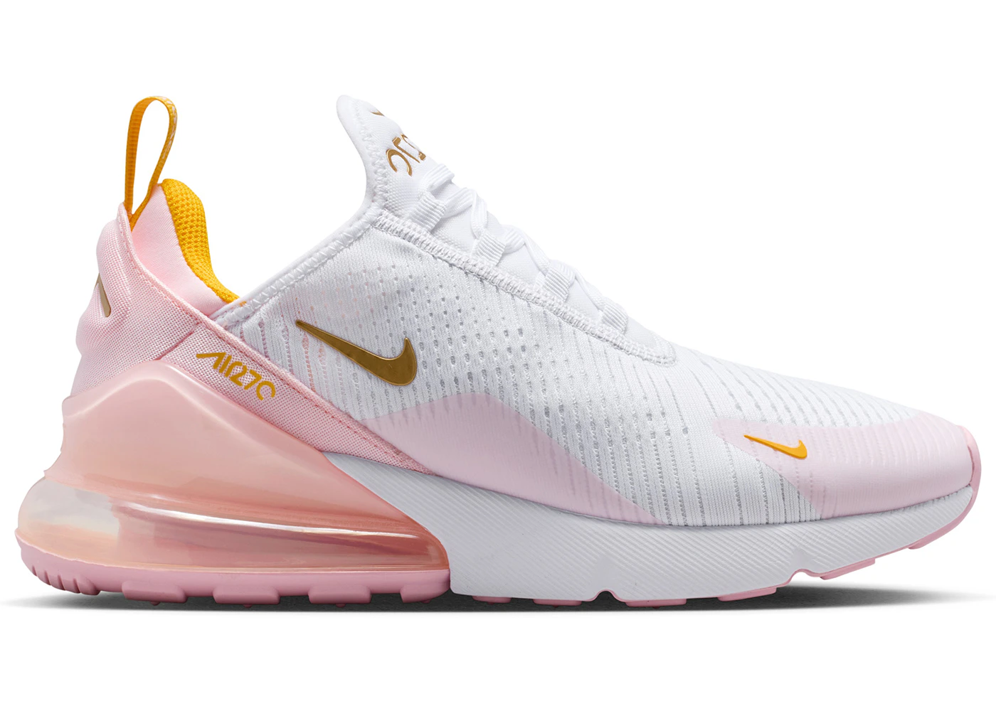 Nike Air Max 270 White University Gold Pink Foam (Women's)