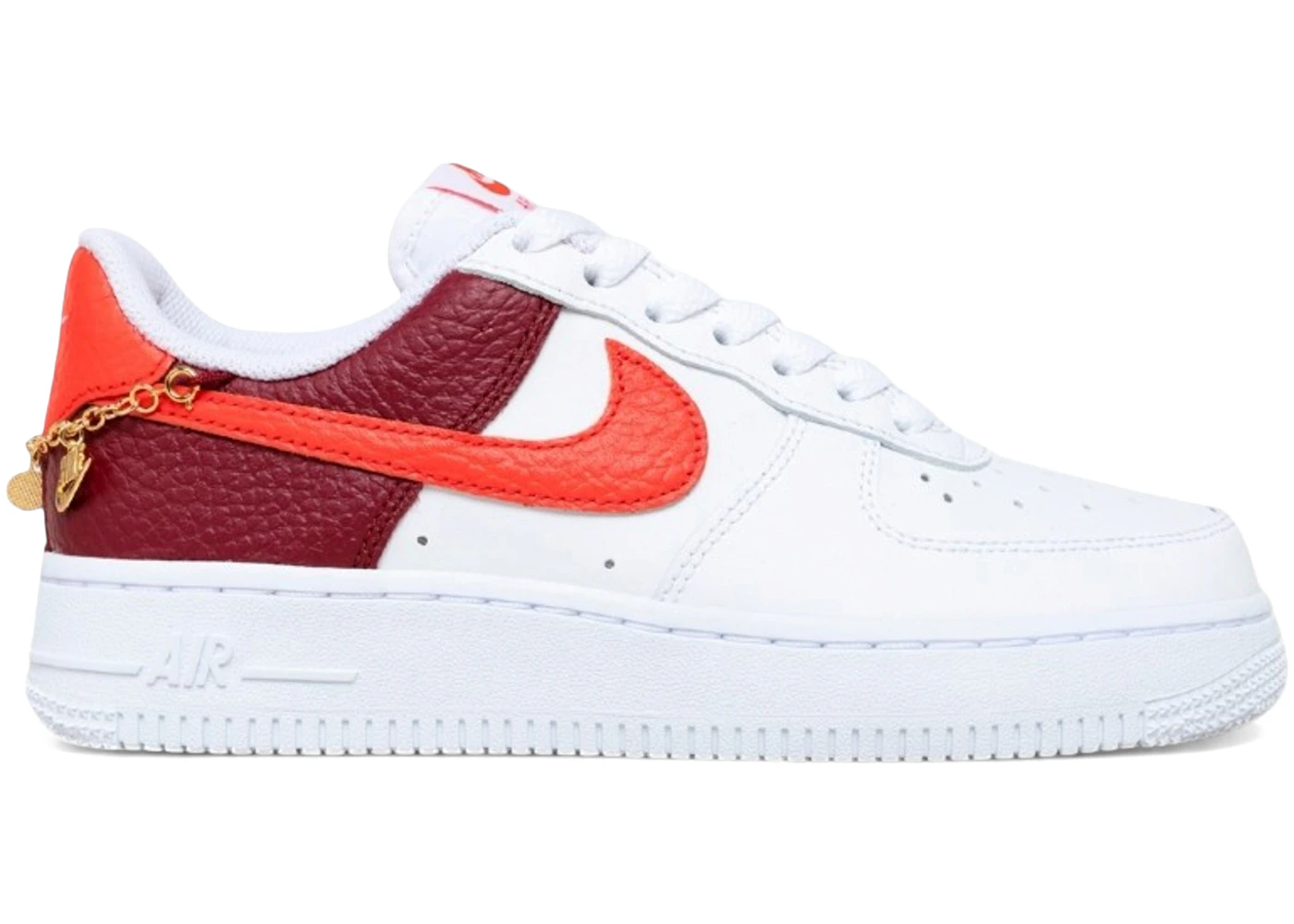 Nike Air Force 1 Low '07 White Light Crimson Gold Charm Bracelet (Women's)