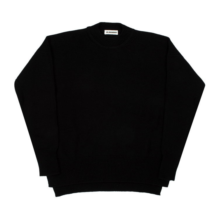 Jil Sander Cashmere Boyfriend Fit Long-Sleeve Jumper With Side Slits 'Black'