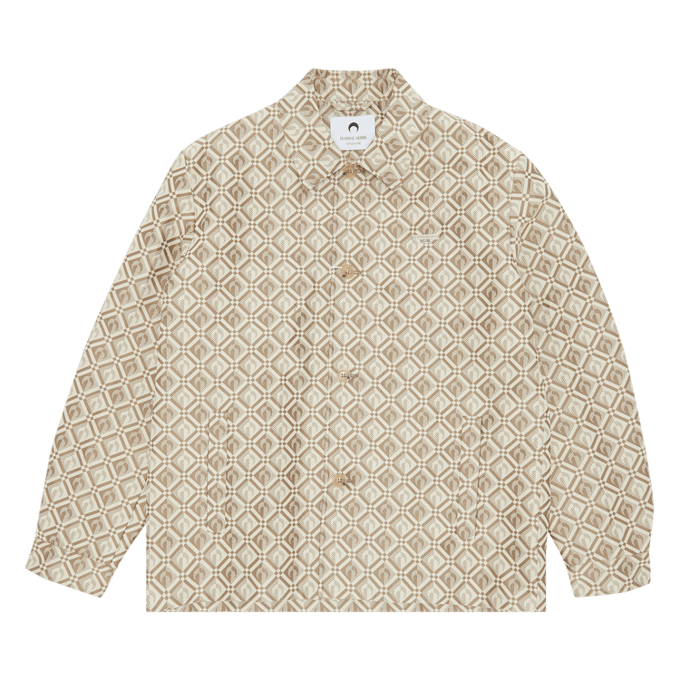 Marine Serre Moon Diamant Tailored Harrington Jacket 'Moon Diamant Beige Jacquard'