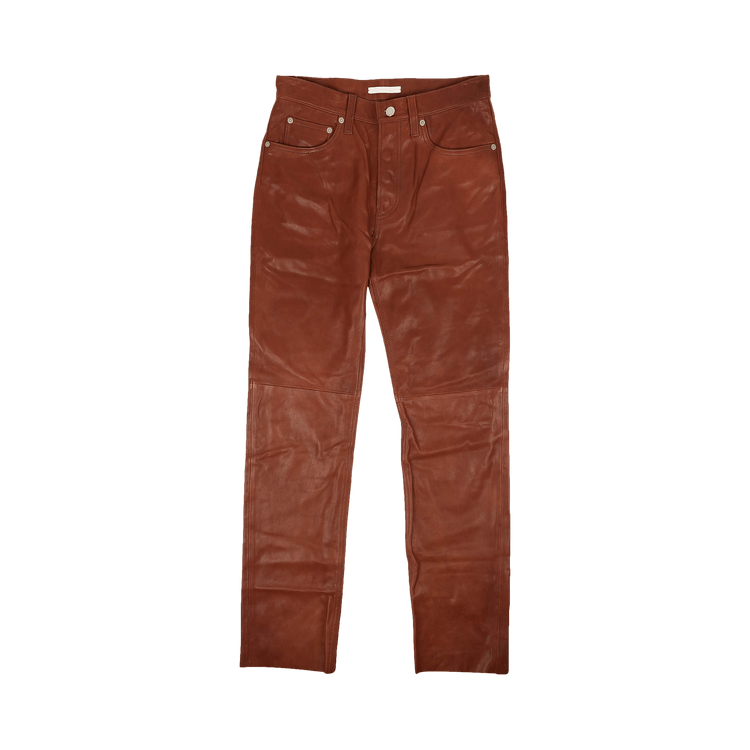 Helmut Lang Masc Hi Straight Leather Pant 'Tobacco'
