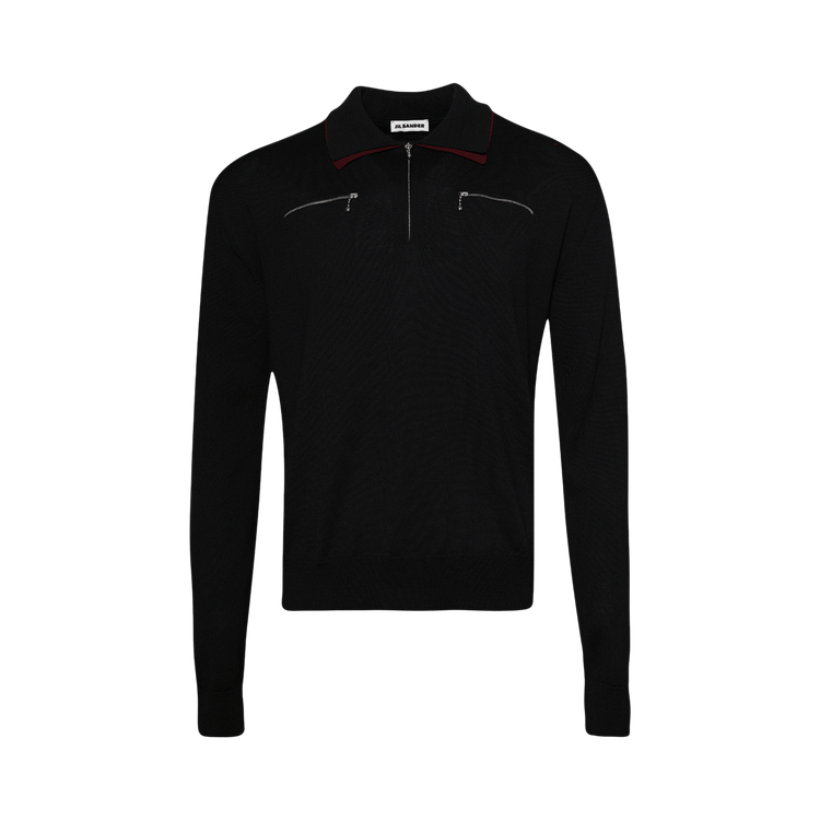 Jil Sander Long-Sleeve Polo Shirt 'Black'