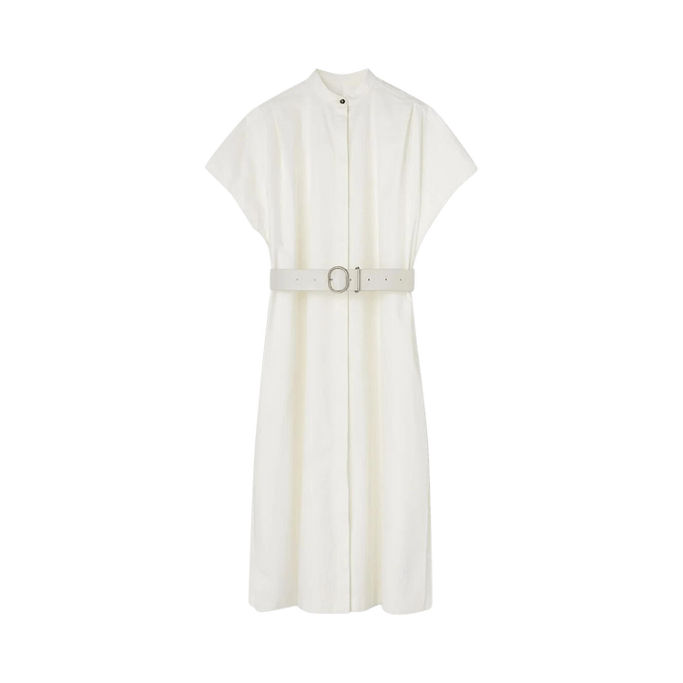 Jil Sander Colarless Belted Shirt Dress 'Natural'