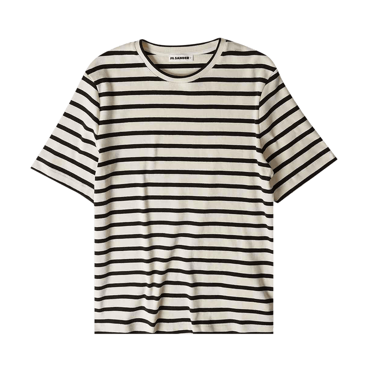 Jil Sander Plus Striped Back Logo T-Shirt 'Natural/Black'