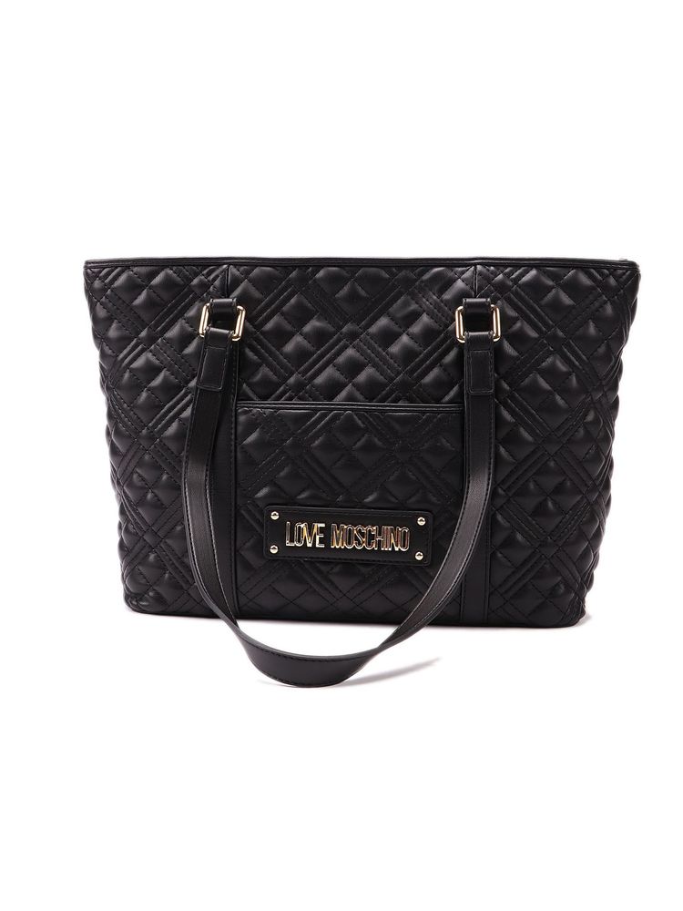 Love Moschino Quilted Logo Lettering Tote Bag
