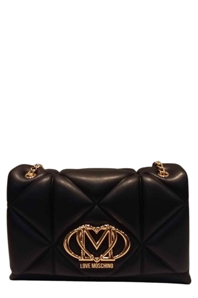 Love Moschino Quilted Logo Plaque Shoulder Bag