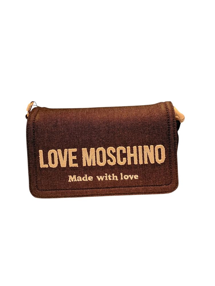 Love Moschino Logo Flocked Shoulder Bag