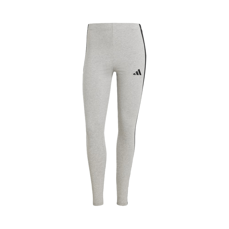 Adidas Essentials 3-Stripes Cotton Leggings 'Medium Grey Heather / Black'