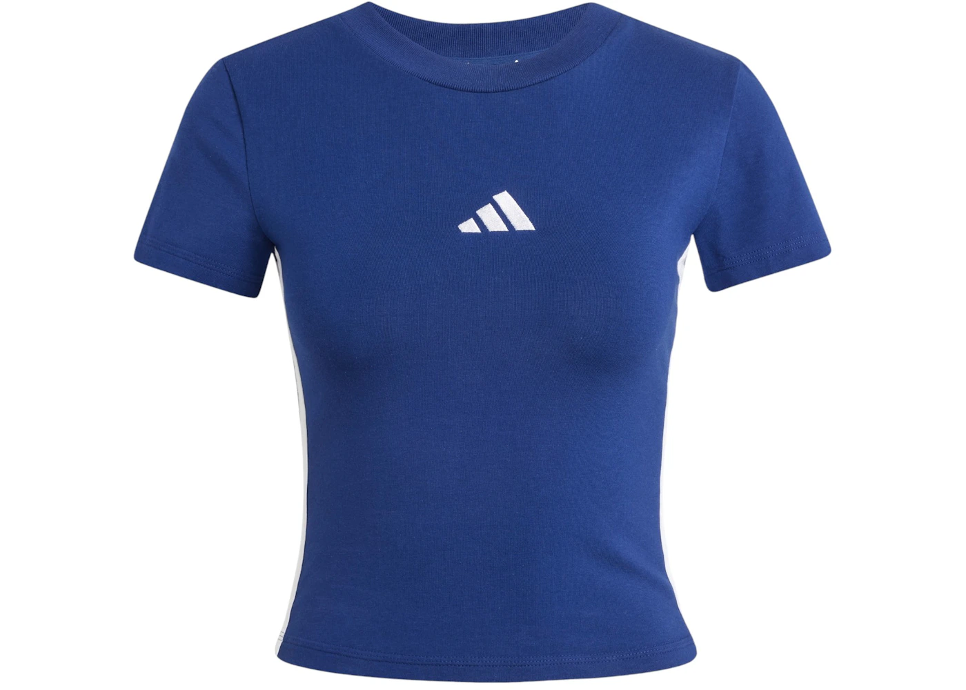 adidas Women's Essentials 3-Stripes Slim Baby T-Shirt Dark Blue/White
