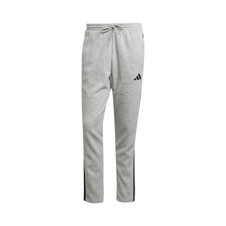 Adidas Essentials 3-Stripes Open Hem Fleece Pants 'Medium Grey Heather / Black'