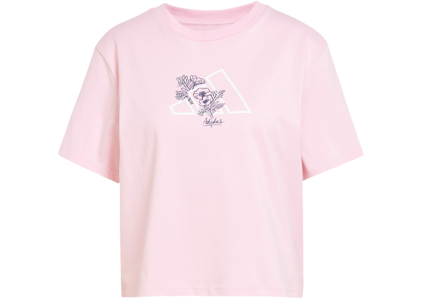 adidas Women's Tech Illustrate Graphic Loose Fit Crop Tee True Pink