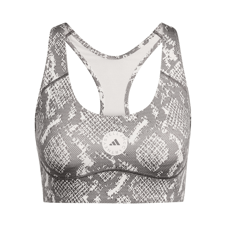 Adidas x Stella McCartney Power Impact Training Bra Medium Support Printed 'Almond Milk-Smc/Charcoal'