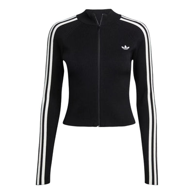 (WMNS) adidas Adicolor 3-Stripes Slim Knit Track Top Asia Sizing 'Black'