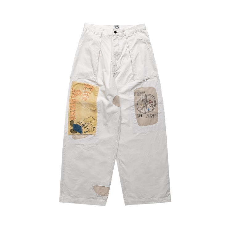 Kapital Rough-Face Twill Fatigue Baggy Pants 'Ecru'