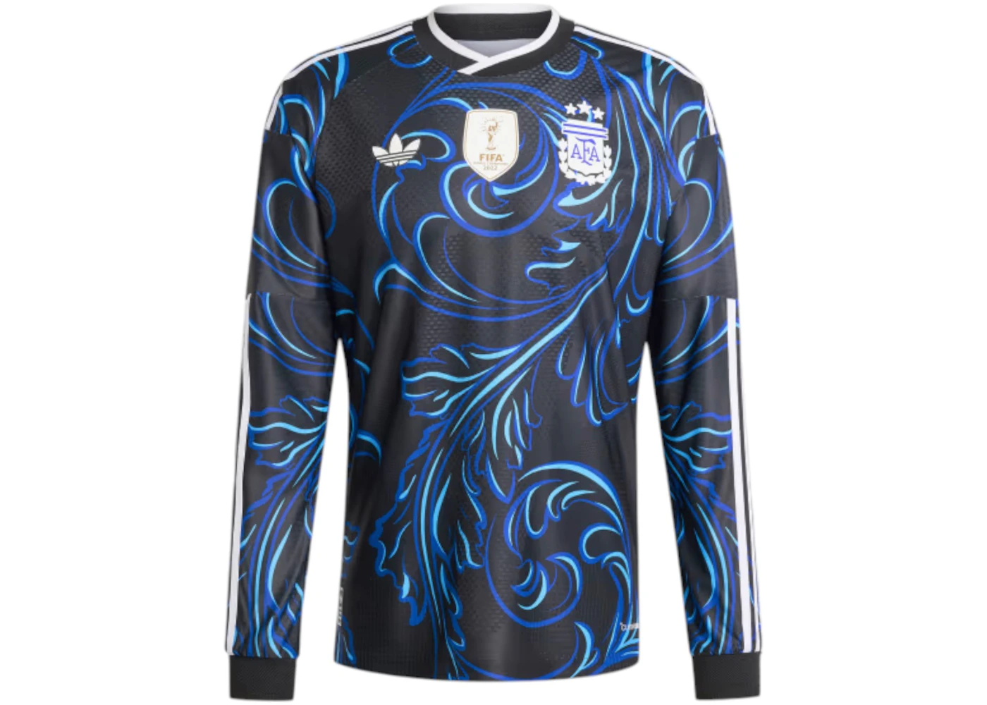 adidas Argentina 26 Away Authentic L/S Jersey Black/Lucid Blue/Blue Burst