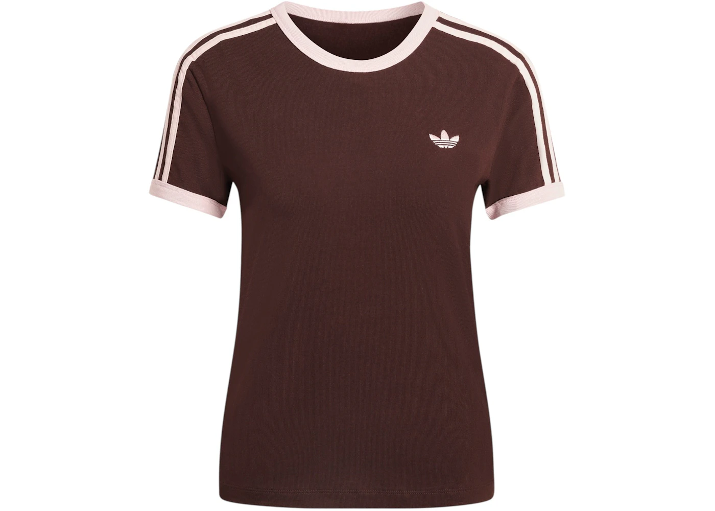 adidas Women's 3-Stripes Slim Tee Aurora Coffee/Sandy Pink