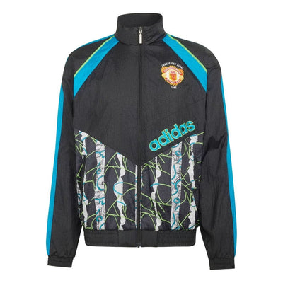 adidas Manchester United Woven Jacket 90 Asia Sizing 'Black Blue'