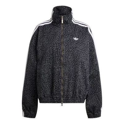 (WMNS) adidas Firebird Oversized Aop Denim Jacket 'Black Grey Six'