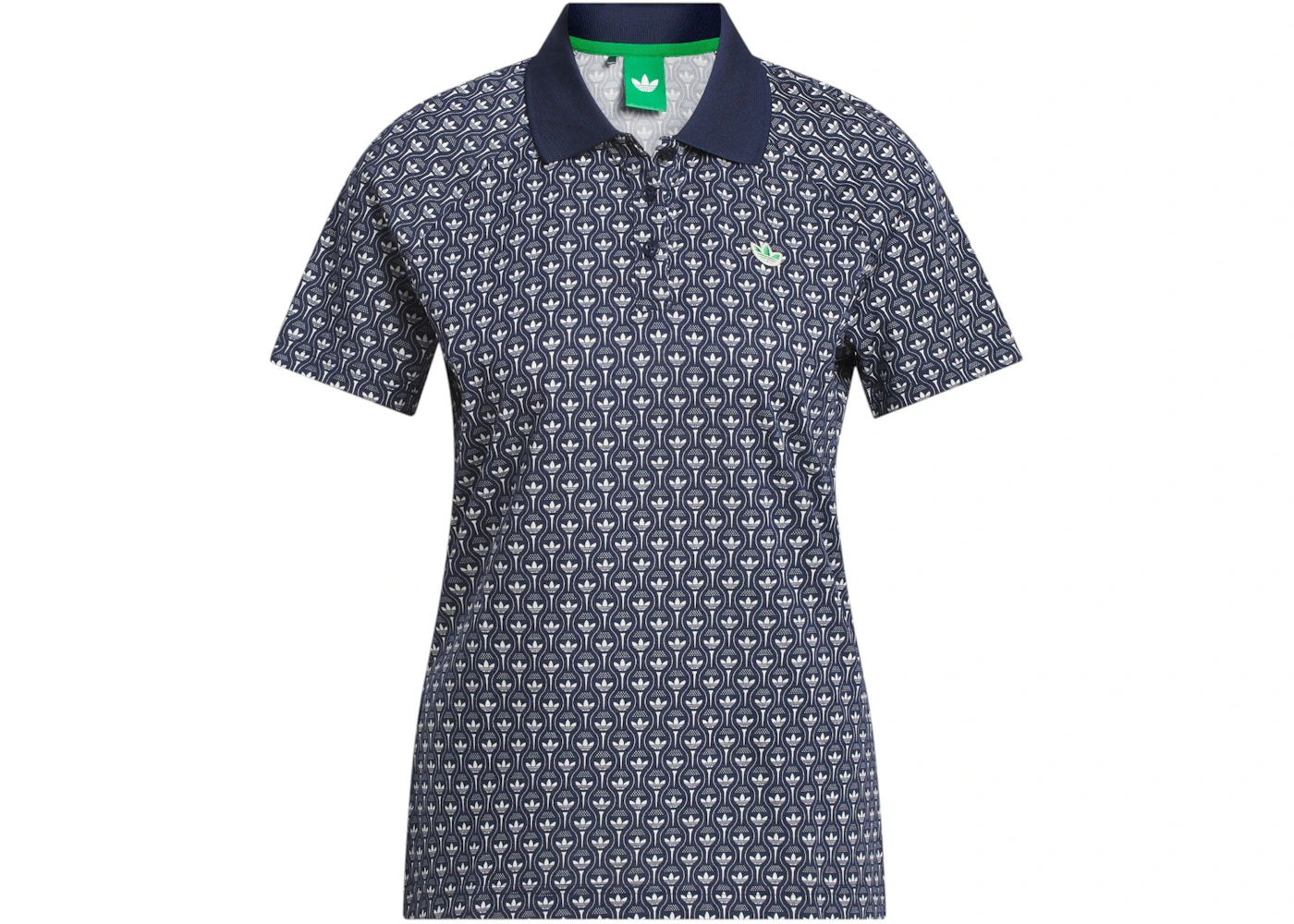adidas Women's All Over Trefoil Polo Shirt Night Indigo/Chalk White