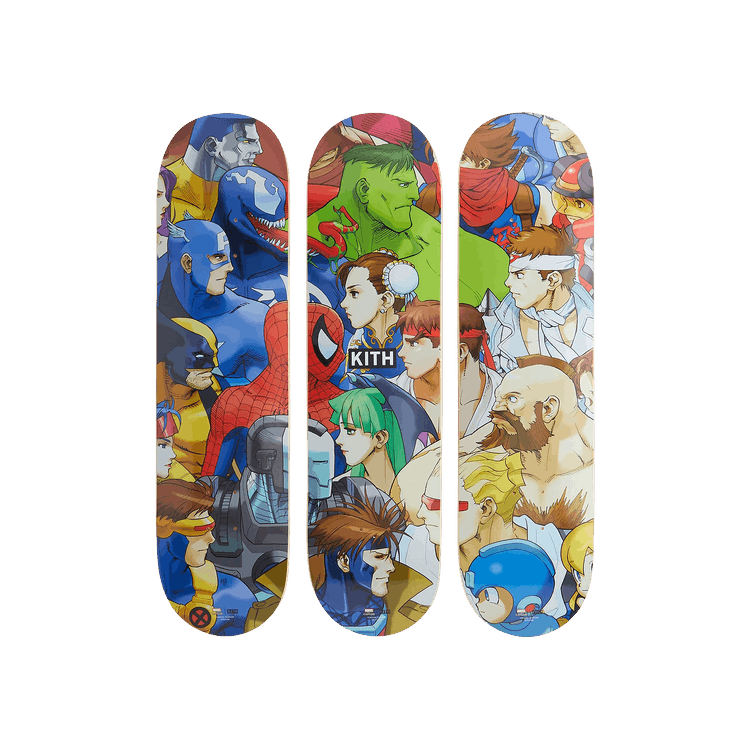 Kith x Marvel vs. Capcom Triptych Set of 3 Skate Deck 'Multicolor'