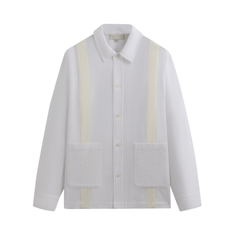 Kith Seersucker Long-Sleeve Boxy Collared Overshirt 'White'