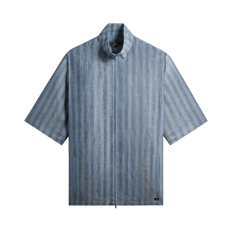 Kith Spun Silk Linen Stripe Colton Zip Front Shirt 'Guide'