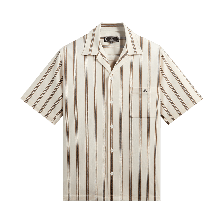 Kith Textured Stripe Thompson Camp Collar Shirt 'Sandalwood'